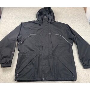 Viking Torrent Rain Jacket Mens XL Black Reflective Fold-Away Hood Waterproof